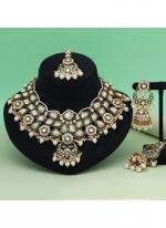   Bridal Wear  White Color Meena Work Kundan Necklace Set 