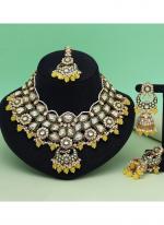   Bridal Wear  Yellow Color Meena Work Kundan Necklace Set 