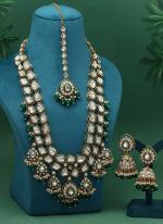   Bridal Wear  Green Color Meena Work Kundan Necklace Set 