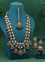   Bridal Wear  Maroon & Green Color Meena Work Kundan Necklace Set 