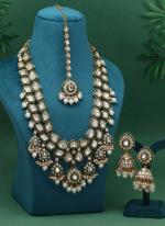   Bridal Wear  White Color Meena Work Kundan Necklace Set 