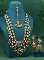   Bridal Wear  Yellow Color Meena Work Kundan Necklace Set 