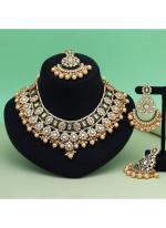   Bridal Wear  Gold Color Meena Work Kundan Necklace Set 