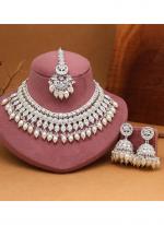   Bridal Wear  White Color Kundan Necklace Set 