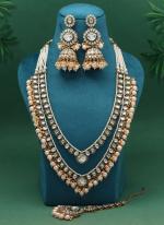   Bridal Wear  Gold Color Meena Work Kundan Necklace Set 