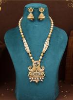   Traditional Wear  Gold Color Matte Gold Rajwadi Temple Necklace Set 