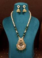   Festival Wear  Green Color Meena Work Matte Gold Rajwadi Temple Necklace Set 