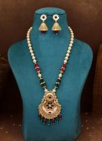   Festival Wear  Rani & Green Color Meena Work Matte Gold Rajwadi Temple Necklace Set 