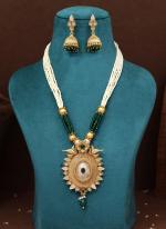   Festival Wear  Green Color Matte Gold Rajwadi Temple Necklace Set 