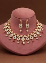   Wedding Wear  Rani & Green Color Matte Gold Rajwadi Temple Necklace Set 