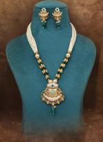   Traditional Wear  Green Color Meena Work Matte Gold Rajwadi Temple Necklace Set 