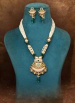   Festival Wear  Green Color Meena Work Matte Gold Rajwadi Temple Necklace Set 