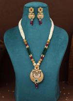   Traditional Wear  Rani & Green Color Meena Work Matte Gold Rajwadi Temple Necklace Set 