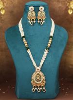   Traditional Wear  Green Color Meena Work Matte Gold Rajwadi Temple Necklace Set 