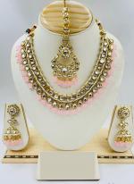   Festival Wear  Pink Color Gold Plated Necklace Set