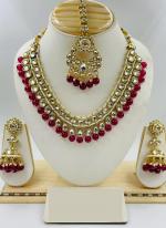   Festival Wear  Pink Color Gold Plated Necklace Set