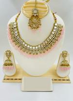   Party Wear  Pink Color Stunning Crystal Kundan Jewellery Set