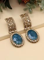   Party Wear  Blue Color Kundan Earrings