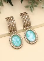   Party Wear  Sky Blue Color Kundan Earrings