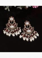   Eid Wear  Maroon Color Pakistani Kundan Earrings