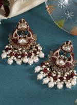   Eid Wear  Maroon Color Pakistani Kundan Earrings