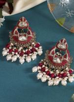   Eid Wear  Rani Color Pakistani Kundan Earrings