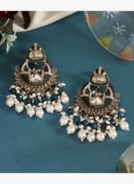   Eid Wear  Teal Color Pakistani Kundan Earrings