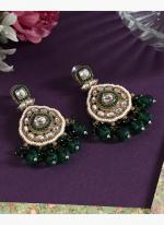   Festival Wear  Green Color Kundan Earrings