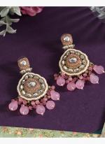   Festival Wear  Pink Color Kundan Earrings