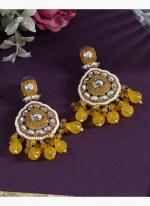   Festival Wear  Yellow Color Kundan Earrings