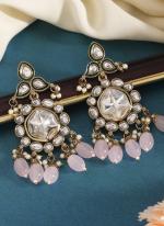   Festival Wear  Pink Color Kundan Earrings