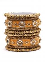   Wedding Wear  Cream Color Velvet Work Bangle Set