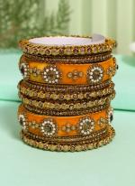   Wedding Wear  Yellow Color Velvet Work Bangle Set