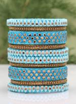   Wedding Wear  Firozi Color Thread Bangle Set