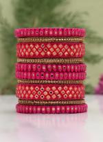   Wedding Wear  Rani Color Thread Bangle Set