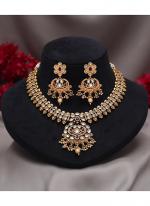   Party Wear  Rani Color Matte Gold Rajwadi Temple Necklace Set