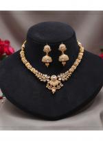   Party Wear  Gold Color Matte Gold Rajwadi Temple Necklace Set