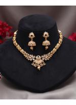   Party Wear  Green Color Matte Gold Rajwadi Temple Necklace Set