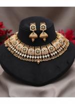   Bridal Wear  Green Color Matte Gold Rajwadi Temple Necklace Set