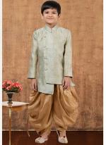 Jacquard Silk Lime Green Wedding Wear Weaving Readymade Kids Indo Western