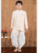 Jacquard Silk White Wedding Wear Weaving Readymade Kids Indo Western