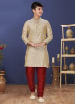 Jacquard Silk Beige Wedding Wear Weaving Readymade Kurta Pajama