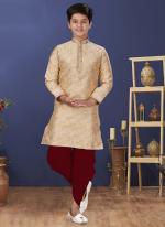 Jacquard Silk Cream Yellow Wedding Wear Weaving Readymade Kurta Pajama