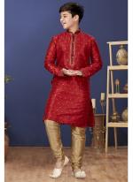 Jacquard Silk Red Wedding Wear Weaving Readymade Kurta Pajama