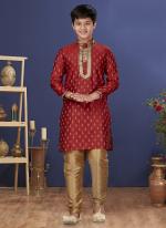 Jacquard Silk Red Wedding Wear Weaving Readymade Kurta Pajama