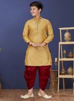 Jacquard Silk Yellow Wedding Wear Weaving Readymade Kurta Pajama