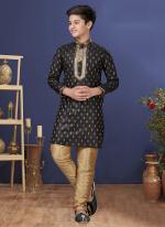 Jacquard Silk Black Wedding Wear Weaving Readymade Kurta Pajama