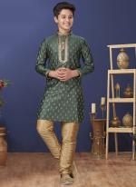 Jacquard Silk Green Wedding Wear Weaving Readymade Kurta Pajama