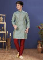 Jacquard Silk Sky Blue Wedding Wear Weaving Readymade Kurta Pajama