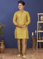 Jacquard Silk Yellow Wedding Wear Weaving Readymade Kurta Pajama